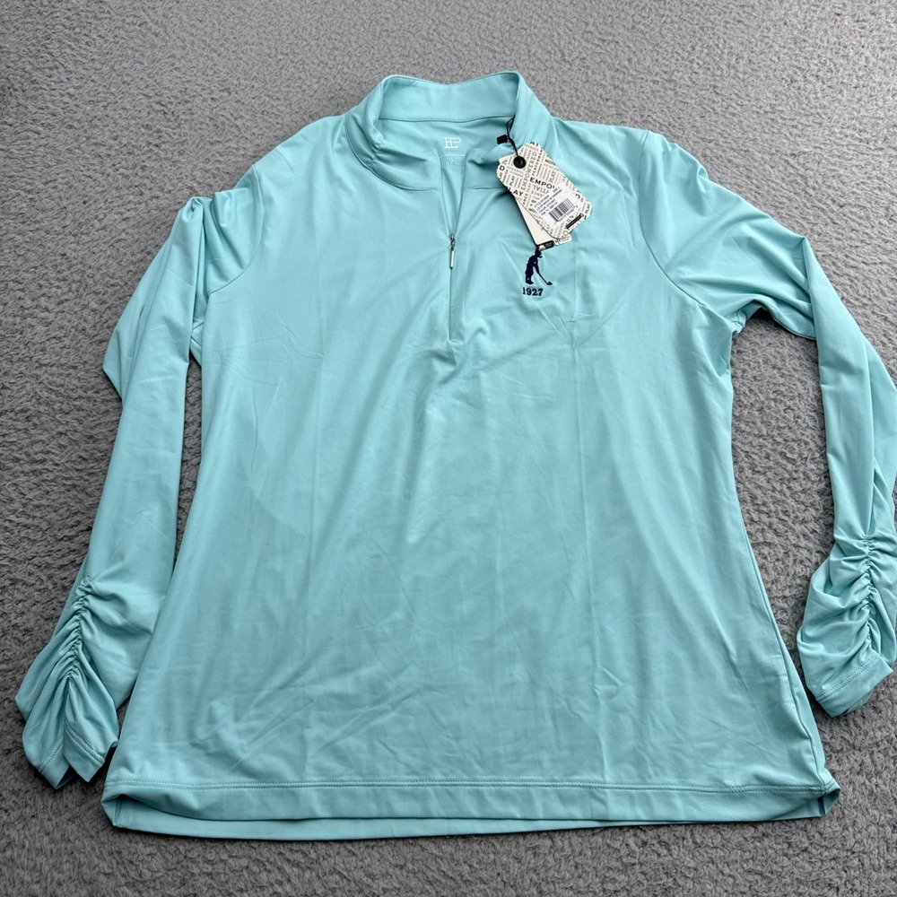 EP New York EPNY Golf Pullover Womens Large 1/4 Zip Long Sleeve Blue Mock Neck